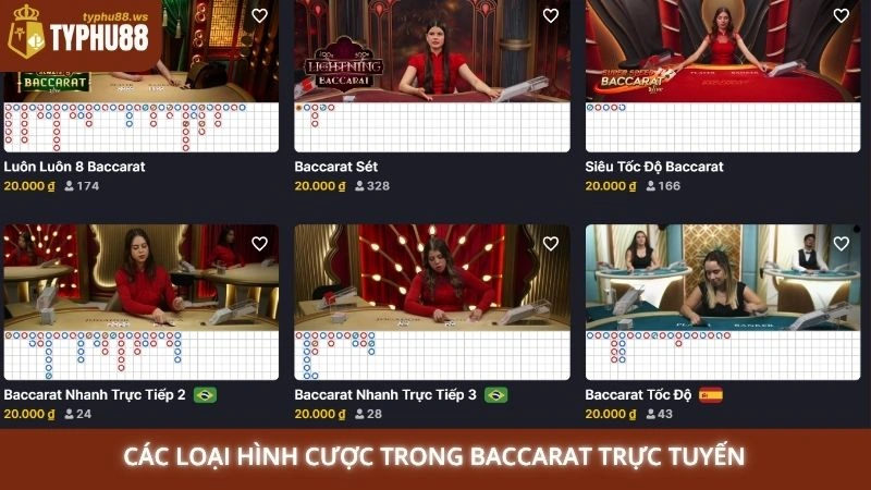 Bí quyết chơi Baccarat Typhu88 luôn thắng từ cao thủ lâu năm 2 Các loại hình cược trong Baccarat trực tuyến